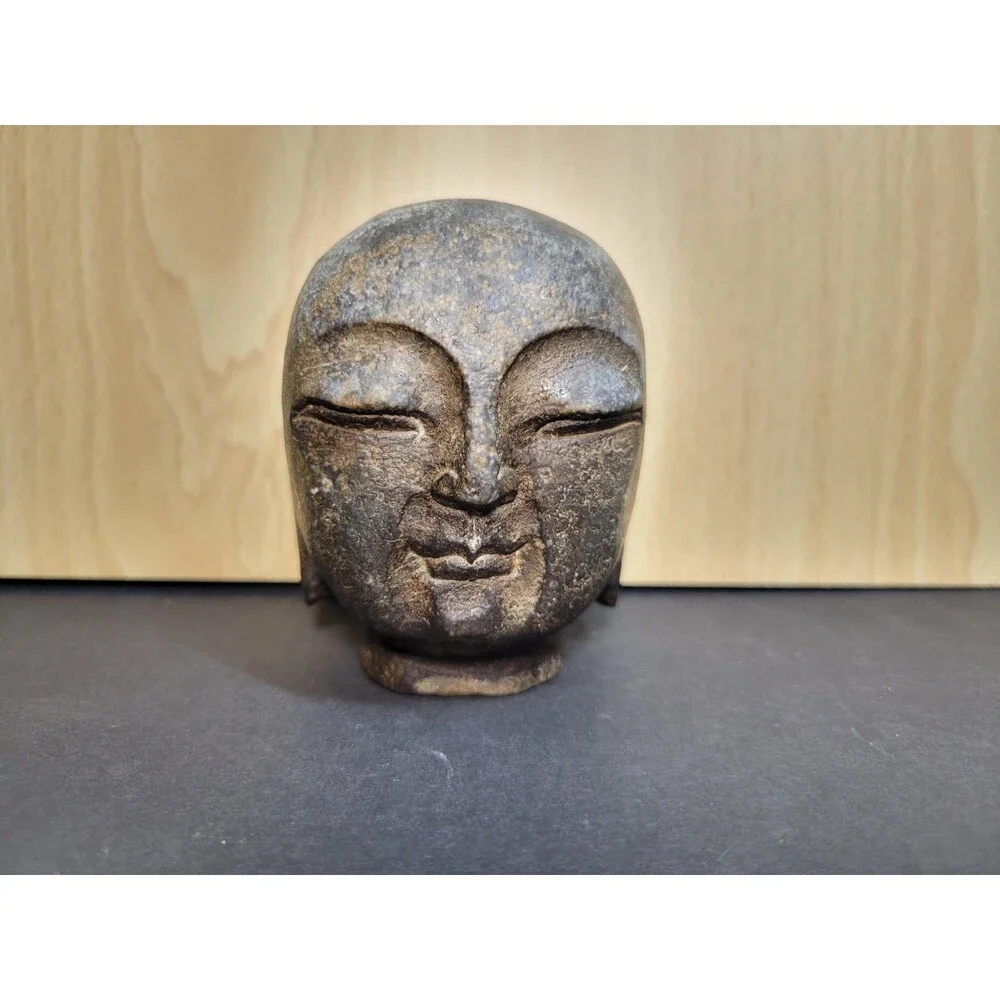 Antique Carved Granite Japanese Stone Buddha Head